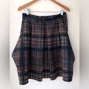 COS Multicolor Plaid Pleated Uniquely Structured Skirt
